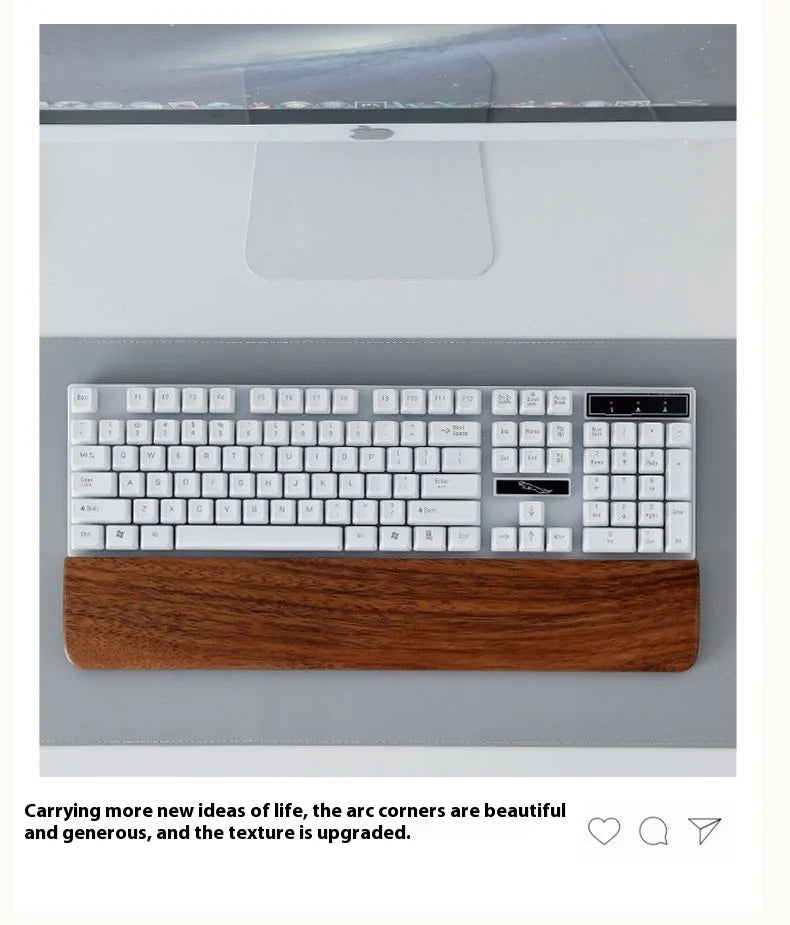 Walnut Wood Mechanical Keyboard Wrist Rest — Ergonomic Palm Pad, 87/98/104/108 Key