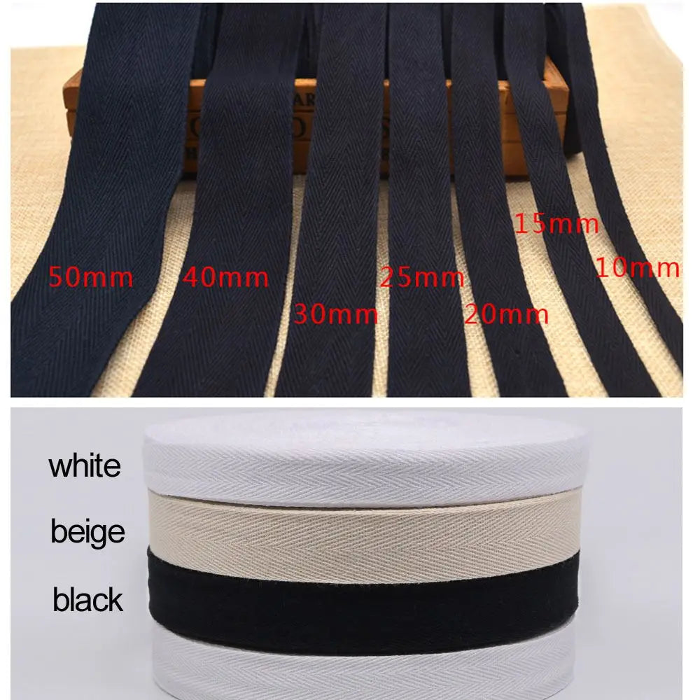 50m cotton bias binding tape roll in herringbone pattern, 1-5cm wide, ideal for sewing and arts & crafts projects.
