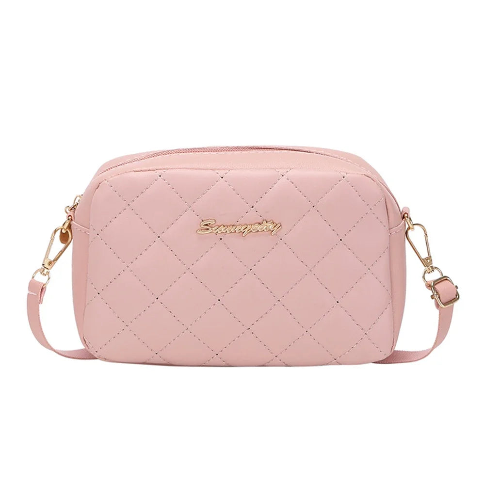 Tassel Diamond Grid Embroidery Crossbody Bag with Chain Strap