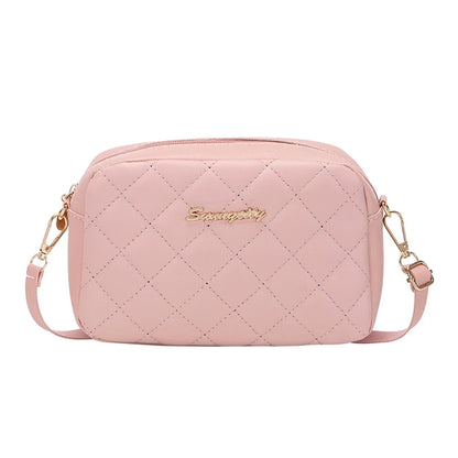Tassel Diamond Grid Embroidery Crossbody Bag with Chain Strap