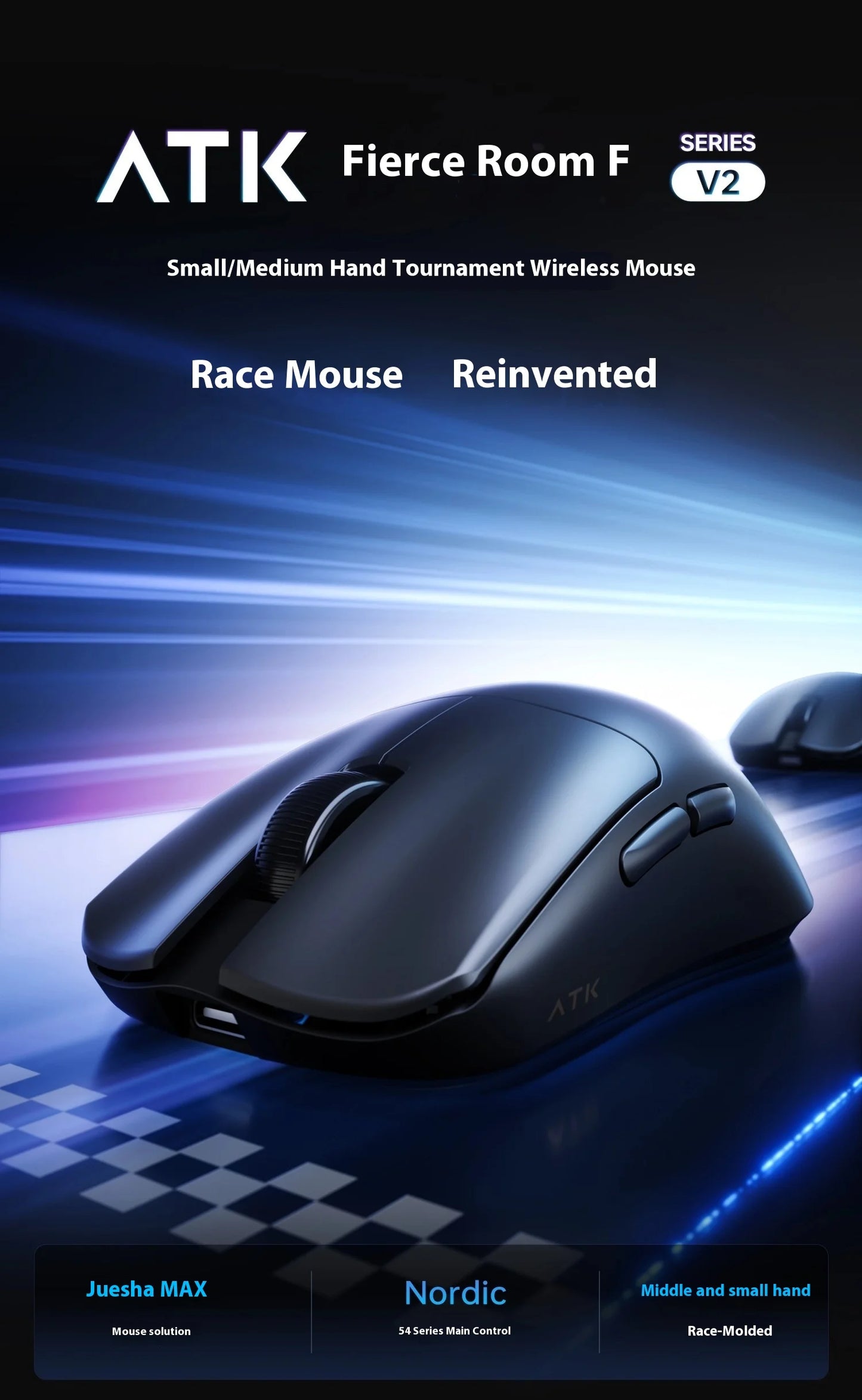 ATK F1 V2 Wireless Gaming Mouse – PAW3950, 38g Ultra-Light, 750IPS, 0.243ms Latency for FPS