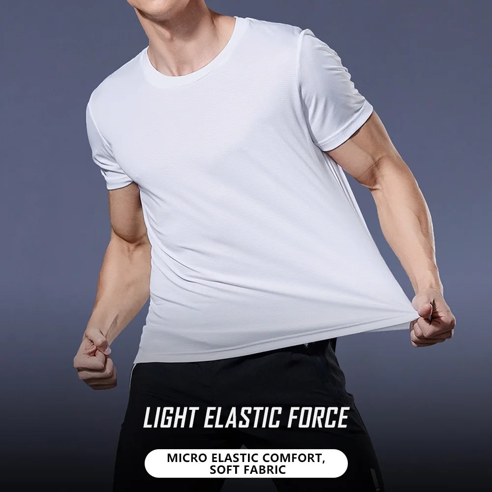 Men's R.E.D. quick dry sport T-shirt in moisture-wicking fabric, ideal for gym workouts and running activities.