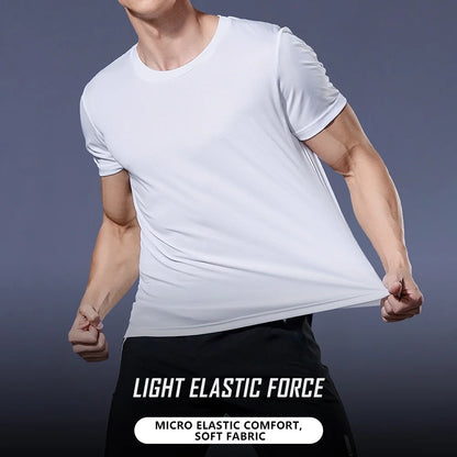 Men's R.E.D. quick dry sport T-shirt in moisture-wicking fabric, ideal for gym workouts and running activities.