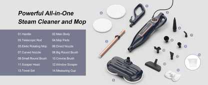 Steam Mop Cleaner 10-in-1 – Rotating Pad, 1300W, Hardwood & Laminate Floor