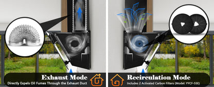 90cm Wall-Mounted Range Hood – A+++ Energy Class, 400m³/h, Touch Control, LED, Black Stainless Steel/Glass, 58dB