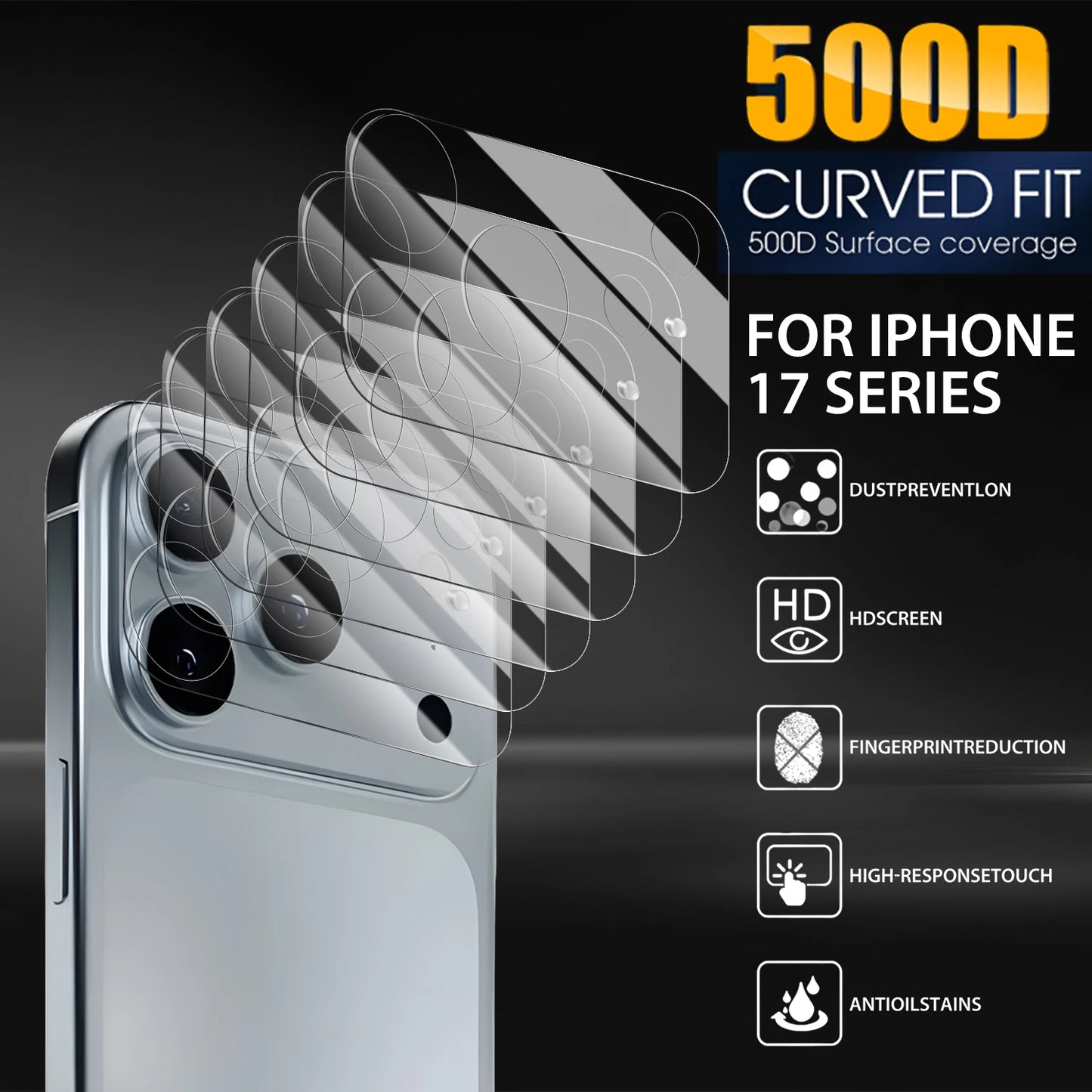 Camera Lens Tempered Glass for iPhone 17 Pro Max / 17 Air | Full Coverage Anti-Scratch Lens Protector (1-5 Sets)