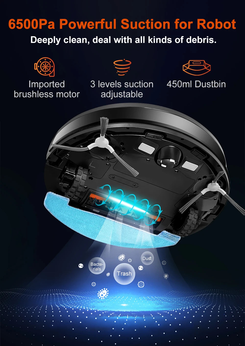 ABIR X9 Robot Vacuum Cleaner – Laser LiDAR, 6500PA Suction, UV Spot Cleaning, Multi-Floor Map, Auto Carpet Boost