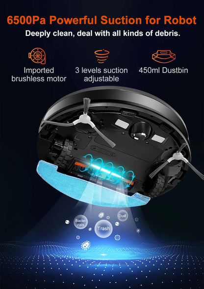 ABIR X9 Robot Vacuum Cleaner – Laser LiDAR, 6500PA Suction, UV Spot Cleaning, Multi-Floor Map, Auto Carpet Boost