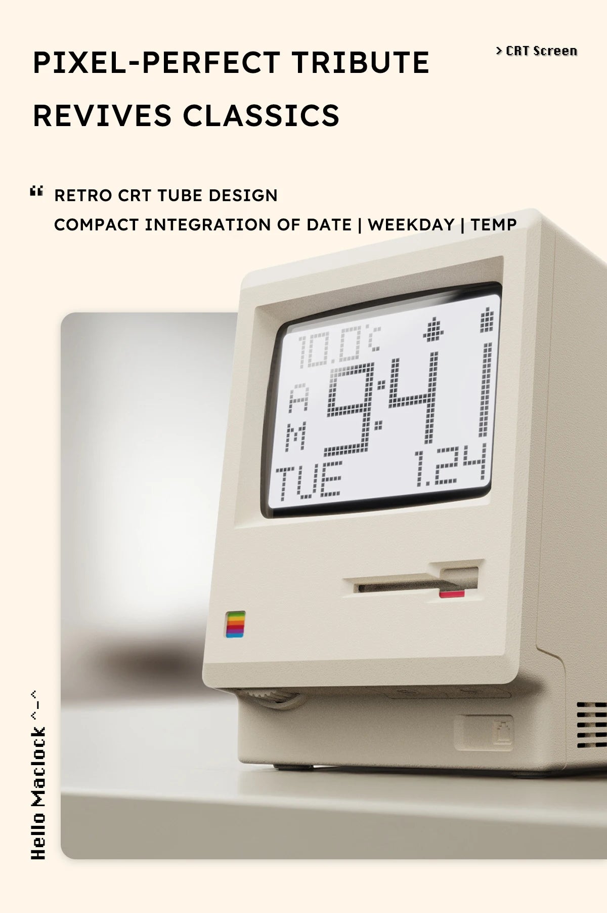 Retro Macintosh Alarm Clock – Classic Desktop Ornament with Digital Clock Design