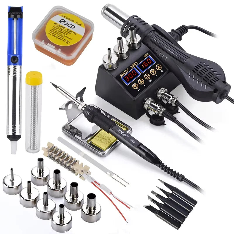 2-in-1 750W Soldering & Rework Station – LCD Digital Display