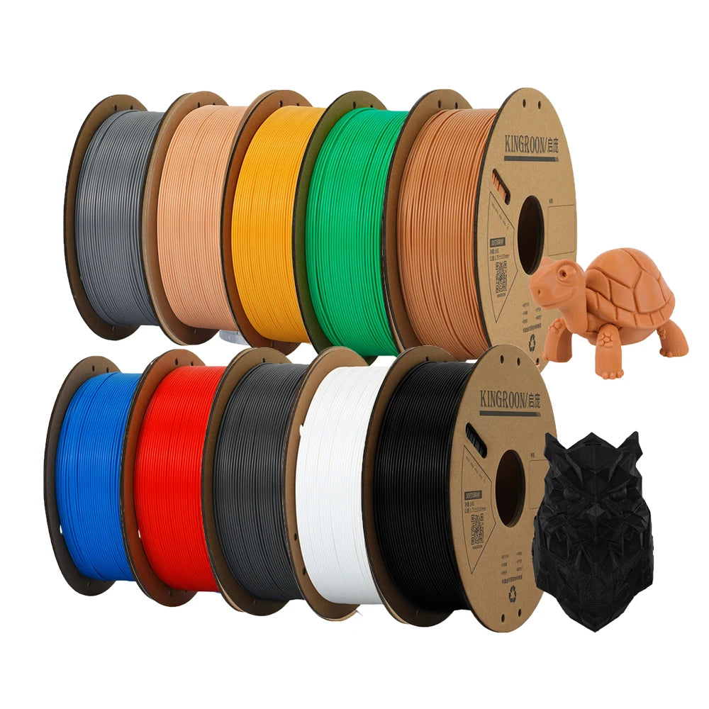 KINGROON PLA Filament 1.75mm – 5 or 10 Rolls, Mixed Colors, No Bubble