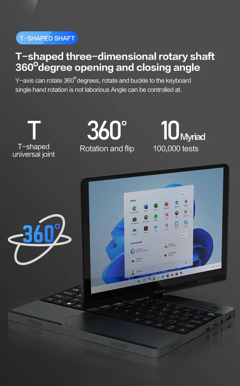 CRELANDER 10.5" Yoga 2-in-1 Laptop – Intel N150, 16/32GB DDR4, up to 2TB SSD, 2K Touch, Windows 11