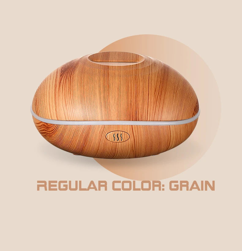 HLCOME Ultrasonic Aroma Diffuser – 200ml Wood Grain, 7 Color LED, Remote Control, Essential Oil Humidifier for Home & Bedroom
