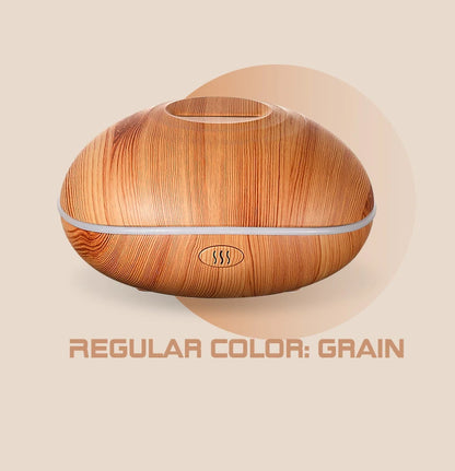 HLCOME Ultrasonic Aroma Diffuser – 200ml Wood Grain, 7 Color LED, Remote Control, Essential Oil Humidifier for Home & Bedroom