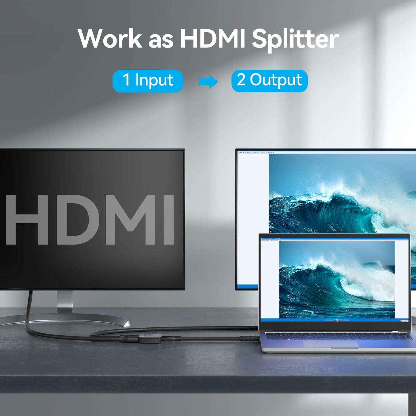 Vention HDMI 2.0 Splitter Switch | 2-in-1 Bi-Directional | 4K@60Hz | 18Gbps | PS5 Xbox Laptop