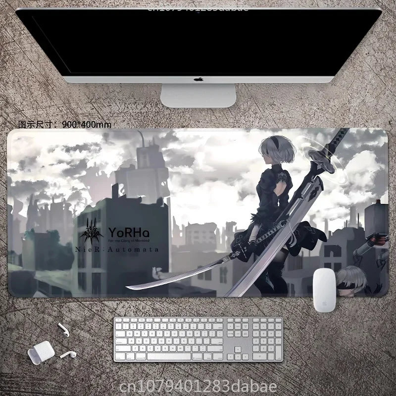 NieR: Automata Leather Gaming Mouse Pad — Waterproof Desk Mat, E-Sports