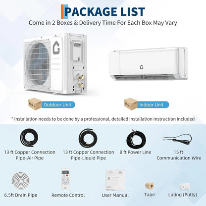 24,000 BTU Mini Split Air Conditioner with Heater – 19 SEER2, 230V, Ductless Wall-Mounted