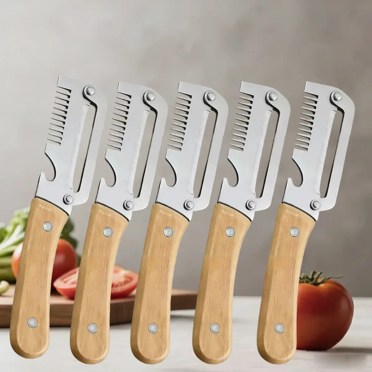 Stainless Steel Vegetable Peeler with Wooden Handle