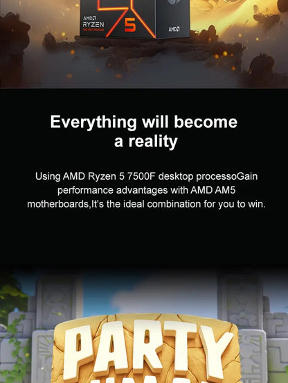 AMD Ryzen 5 7500F Gaming Processor – 6-Core, 5GHz, AM5, PCIe 5.0, DDR5