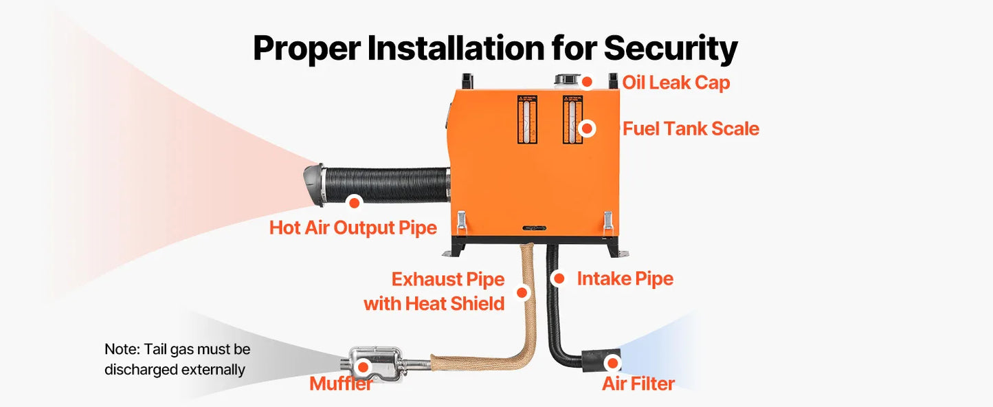 SucceBuy 8KW Diesel Air Heater | LCD Panel, Remote Control, Low Noise Parking Heater for Truck, Trailer & Boat