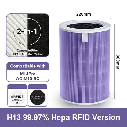 Xiaomi Mi Mijia Air Purifier 4 Pro Replacement Filter – Carbon Upgrade & Color Options