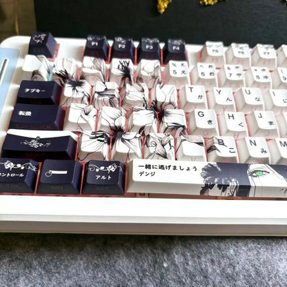 Chainsaw Man Anime Keycaps – PBT Dye-Sub, Cherry Profile, 74–140 Keys, for Mechanical Keyboard