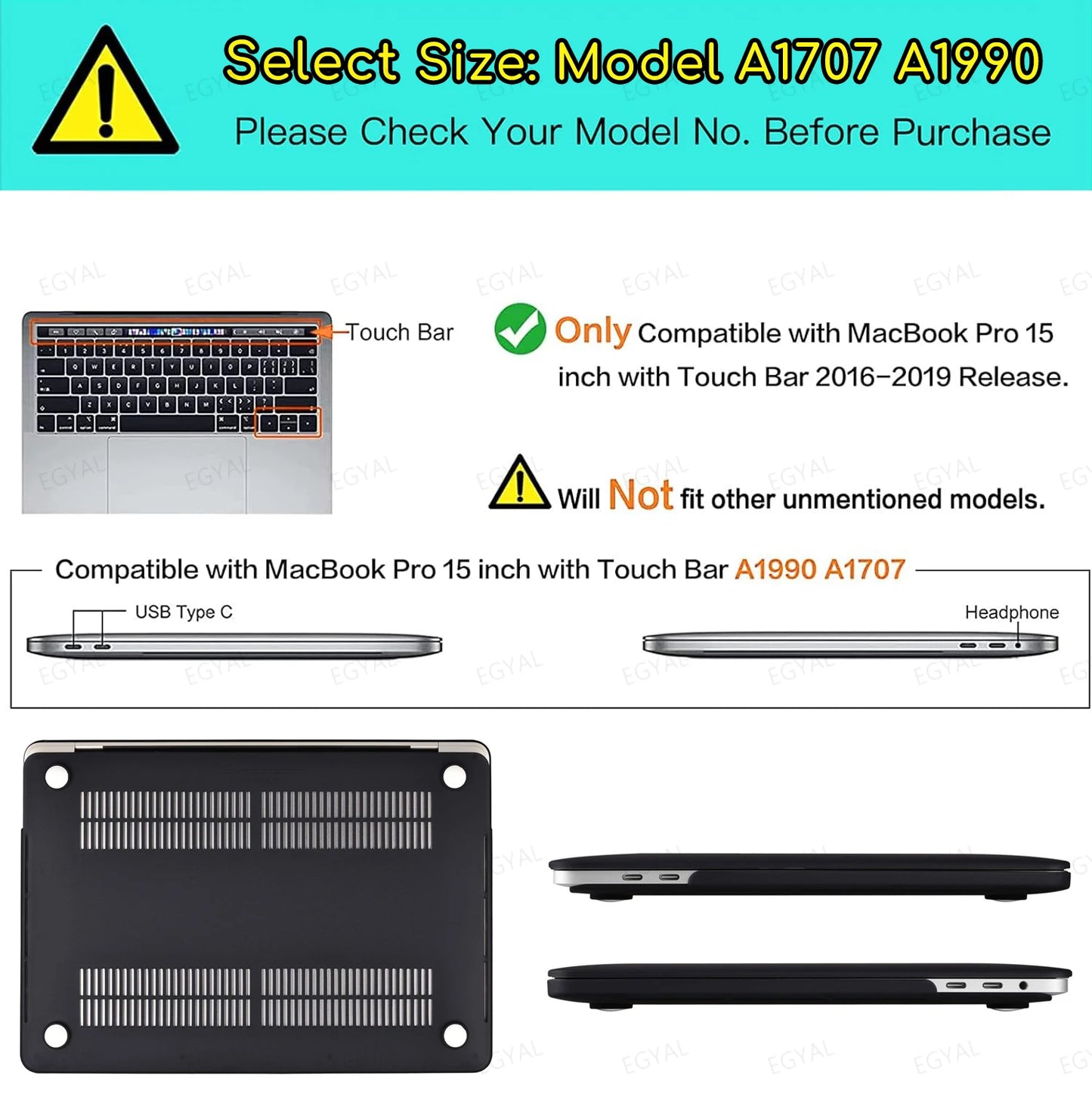 MacBook Laptop Case 2025 M4 – Air 13/15, Pro 13/14, M1-M5
