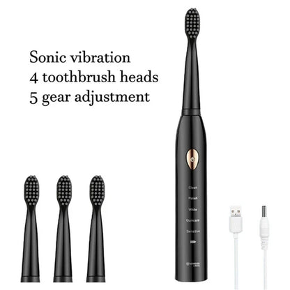 Rechargeable R.E.D. electric toothbrush with 5 modes, waterproof design, and 30-day battery life for effective oral care.