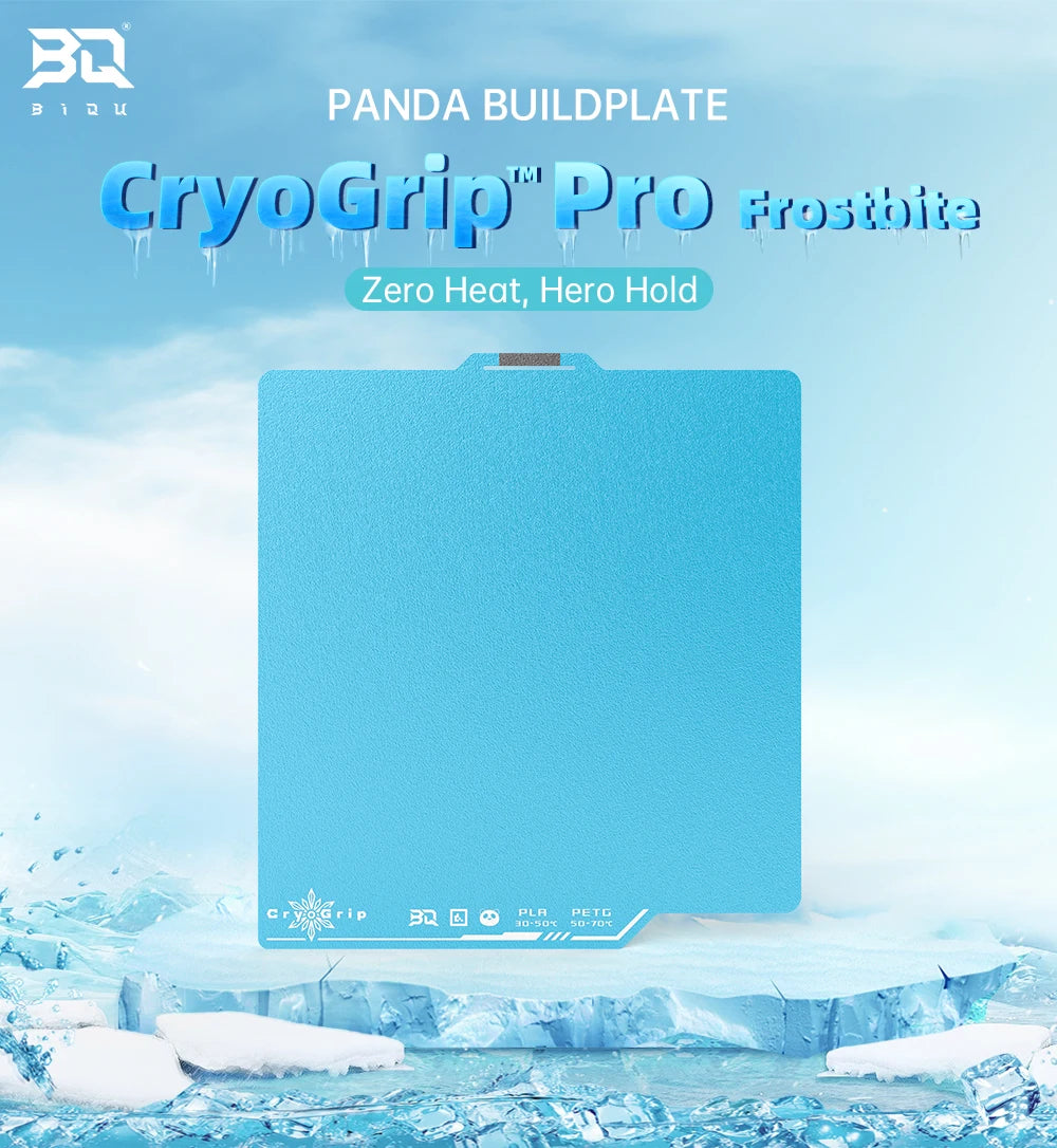 BIQU Panda CryoGrip Build Plate 256x256mm – Spring Steel, Textured, for Bambu Lab P1 & X1