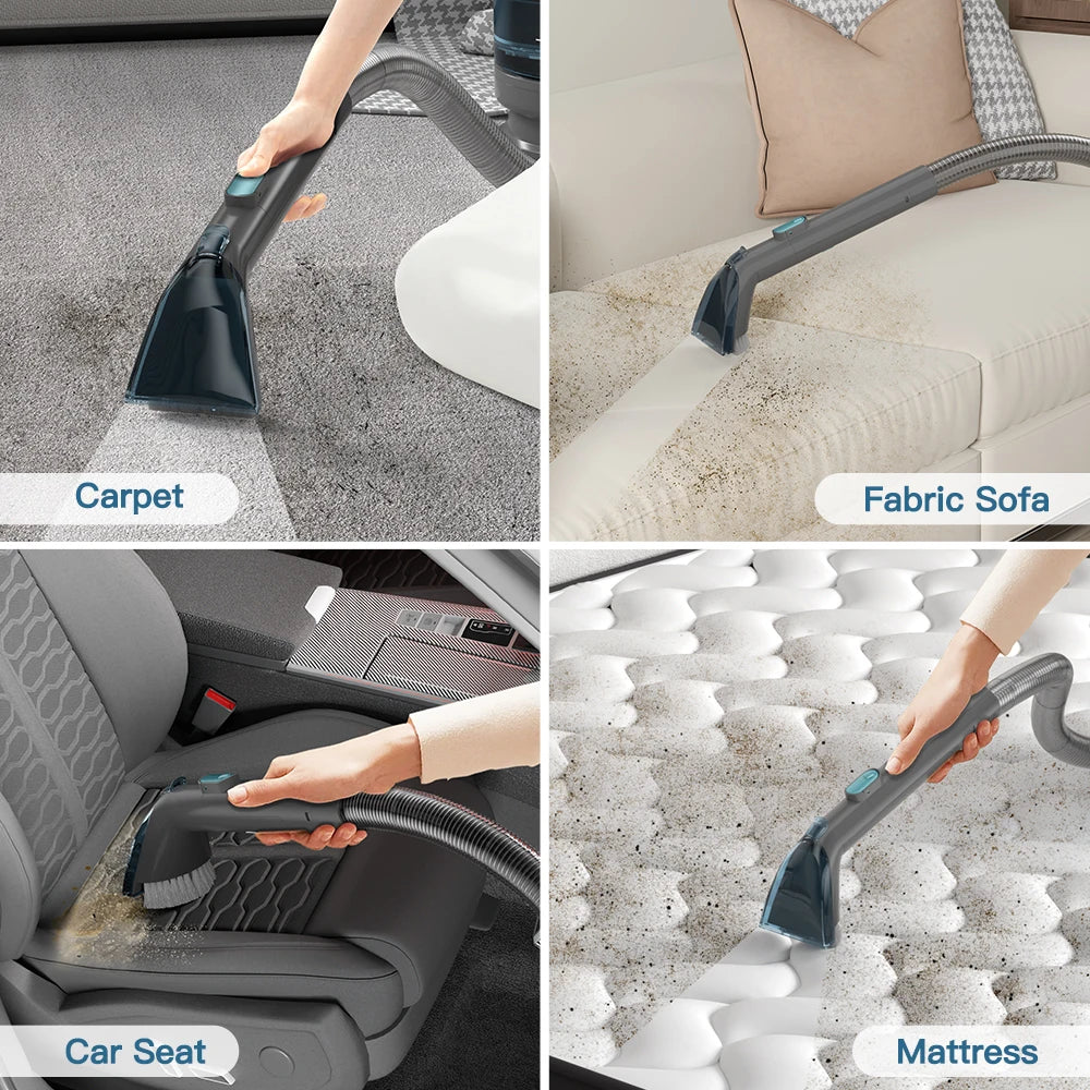 PrettyCare PC808 Cordless Carpet & Spot Vacuum Cleaner – 1.4m Hose, Wet Sprayer for Sofa & Car
