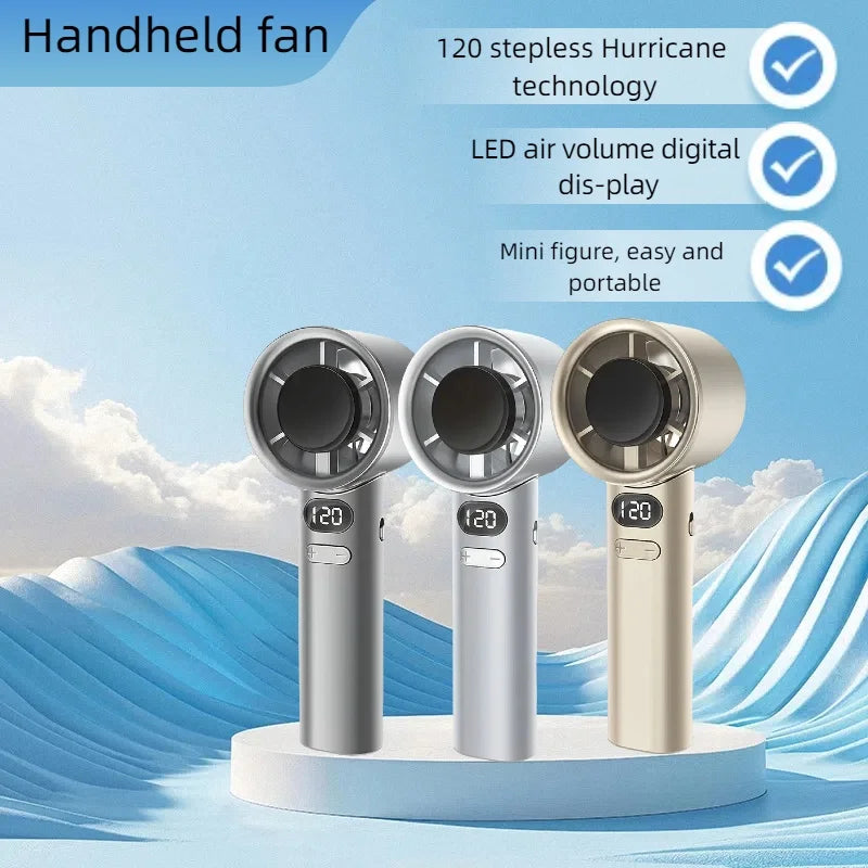 Portable Mini Personal Fan – 120-Speed Digital Display & Ice Cooling