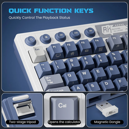 RK Royal Kludge M87 Wireless Mechanical Keyboard – 87 Key, Hot-Swap, BT/2.4G/USB-C, TFT Screen