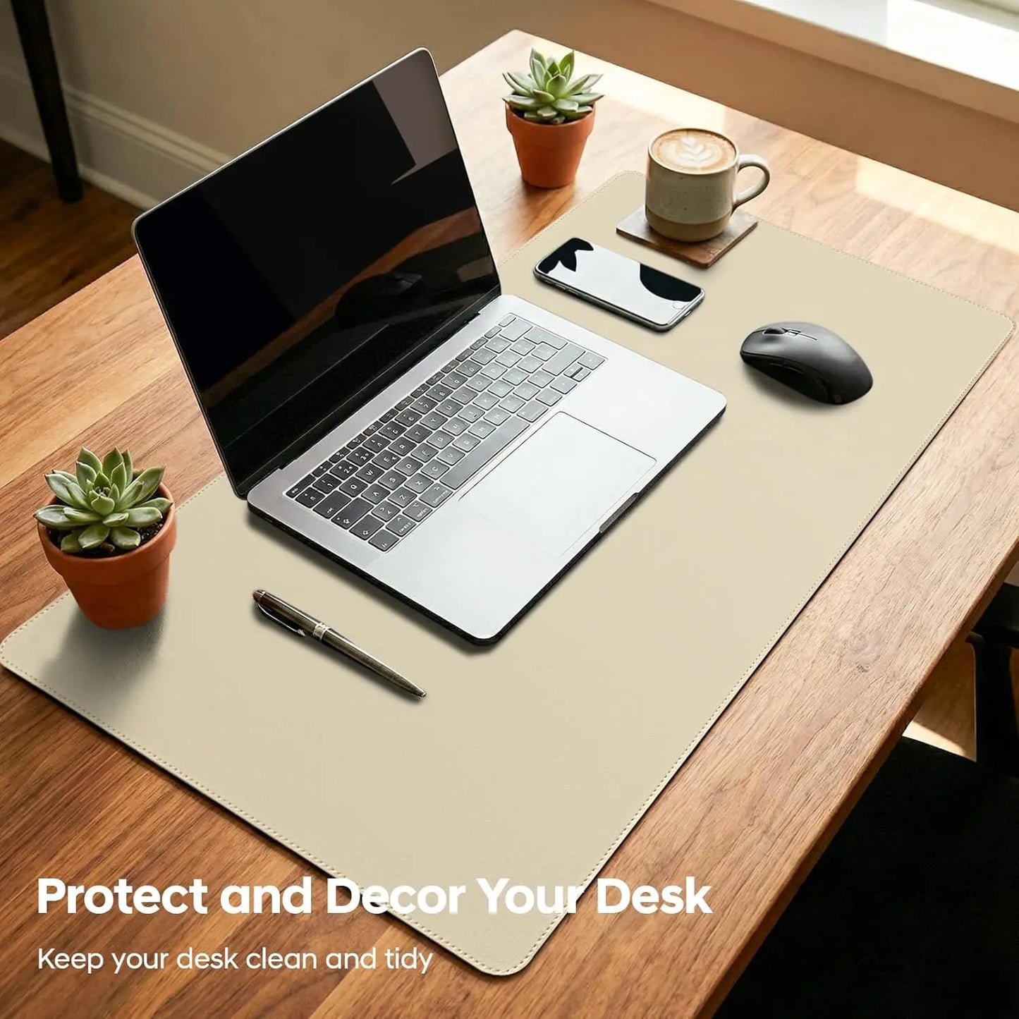 YSAGi PU Leather Desk Pad – Non-Slip, 5 Colors, 6 Sizes (60x30 to 120x50 cm)