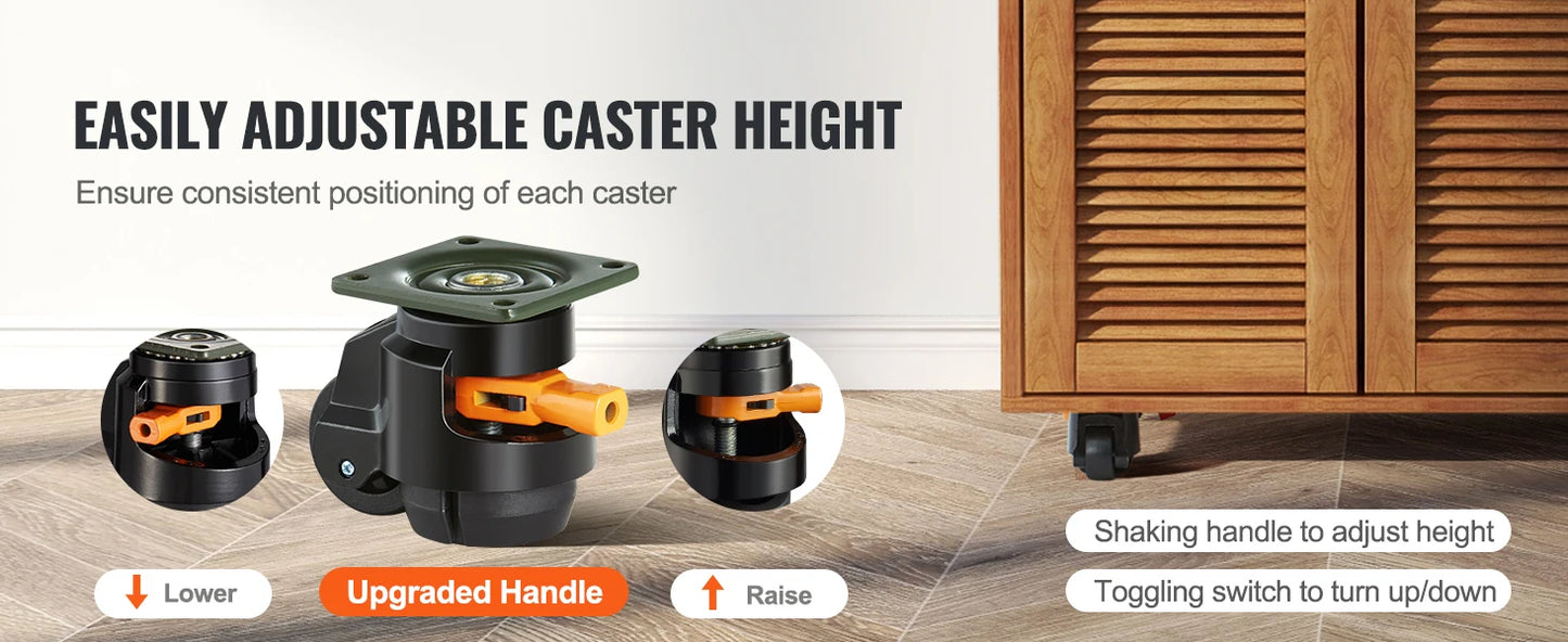 SucceBuy Leveling Caster Wheels – 4 Pcs Heavy Duty Swivel with Height Adjustment