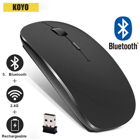 Rechargeable wireless Bluetooth ergonomic mini computer mouse with silent clicking and optical sensor, suitable for PC use.