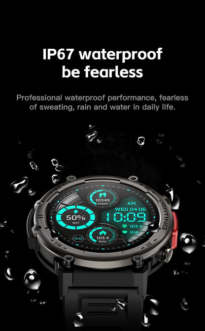 Imosi Outdoor Smart Watch with Flashlight – Sport Fitness Tracker, Blood Pressure, IP67