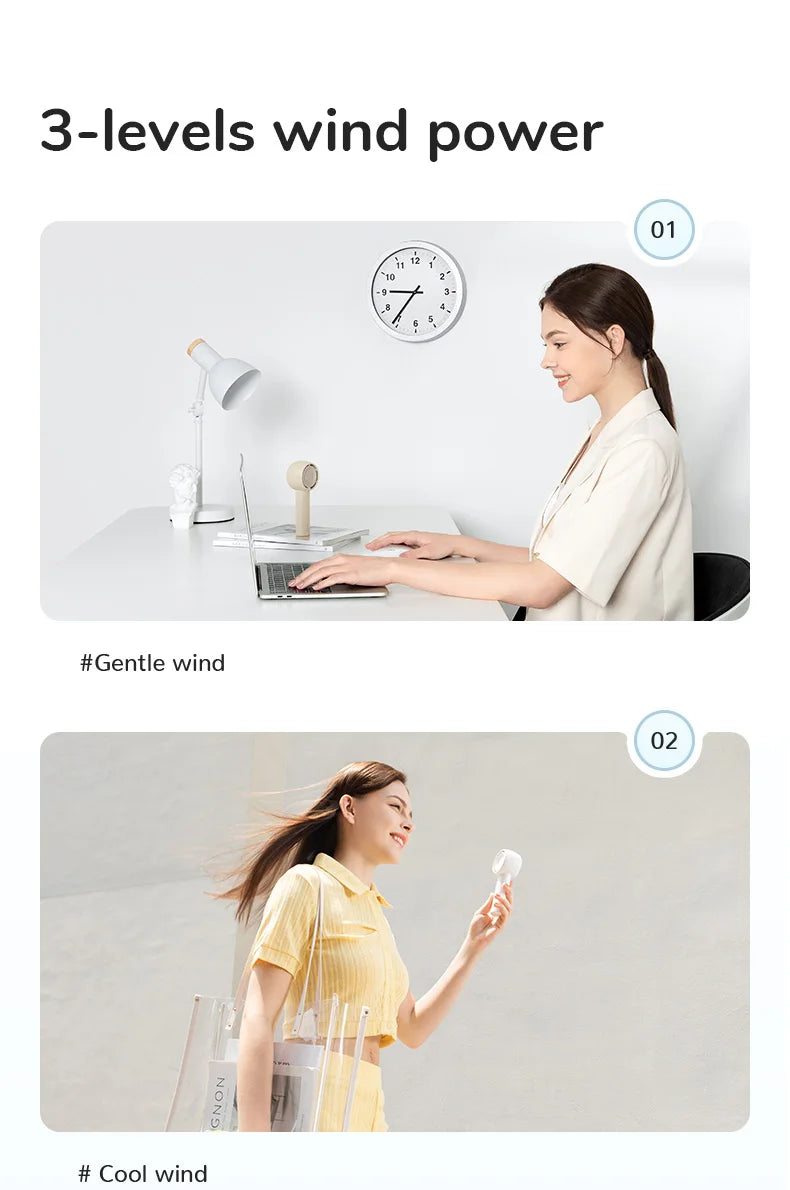 JISULIFE Mini Portable Bladeless Fan | 4W Turbo | 2000/4500mAh | CE Certified | Pocket Hand Fan | White / Brown / Green