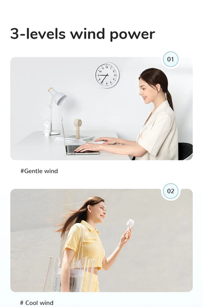 JISULIFE Mini Portable Bladeless Fan | 4W Turbo | 2000/4500mAh | CE Certified | Pocket Hand Fan | White / Brown / Green