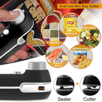 2-in-1 Mini Handheld Heat Sealer – USB Rechargeable Bag Sealer