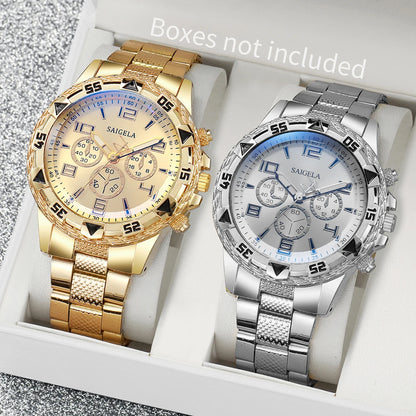 Men's 2-Piece Business Watch Set - Arabic Dial Steel Band Quartz Watch Gift Set