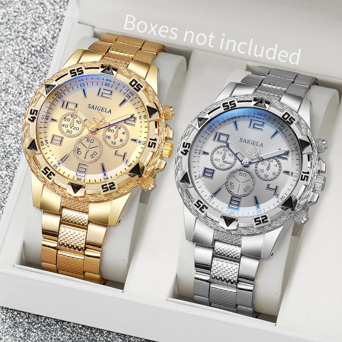 Men's 2-Piece Business Watch Set - Arabic Dial Steel Band Quartz Watch Gift Set