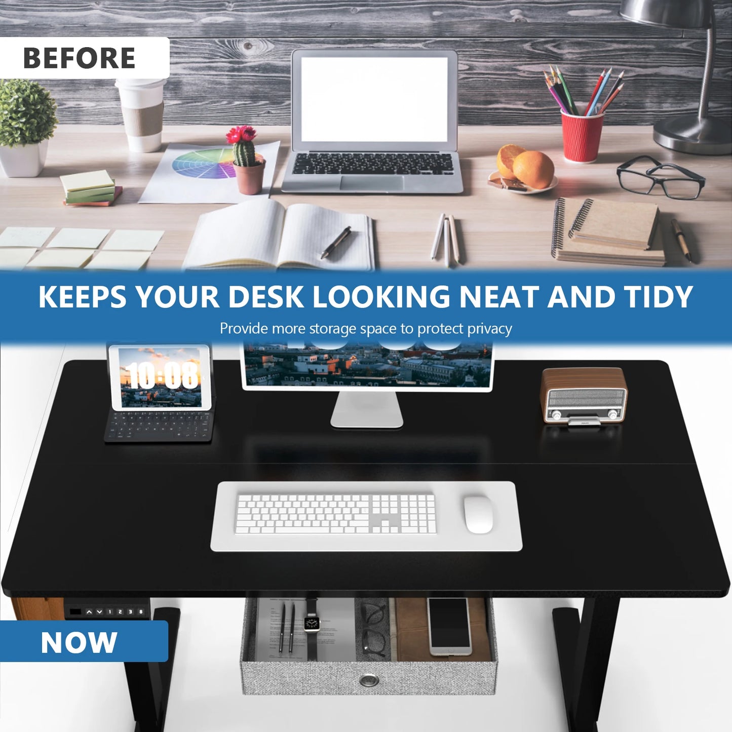 JHK Ergonomic Electric Standing Desk – Large Height Adjustable Home Office & Gaming Desk