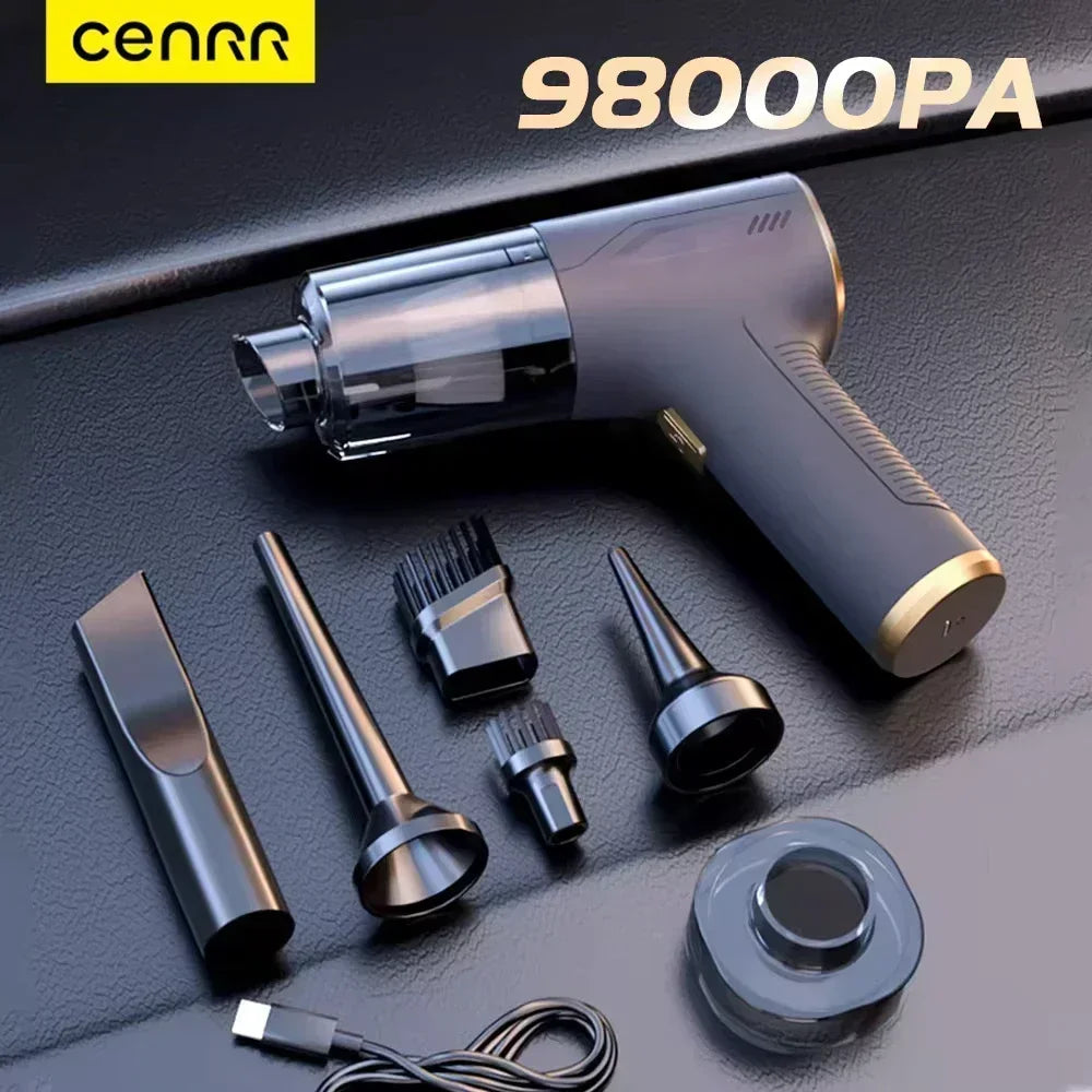 CENRR 98000Pa Cordless Car Vacuum Cleaner – Handheld, Wireless, Powerful Suction with Air Gun