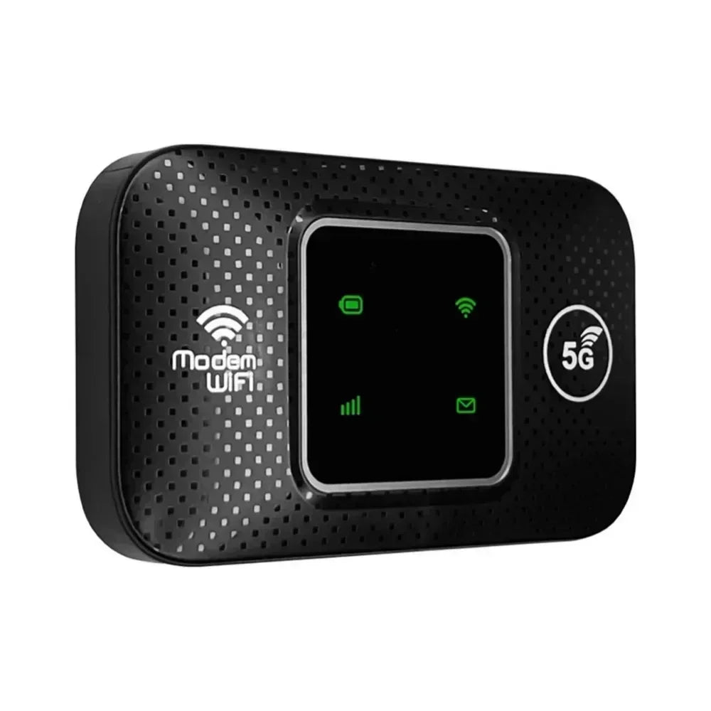 Portable R.E.D. Shopping 4G/5G WiFi router with SIM card slot, compact device for fast internet access, 150Mbps speed.