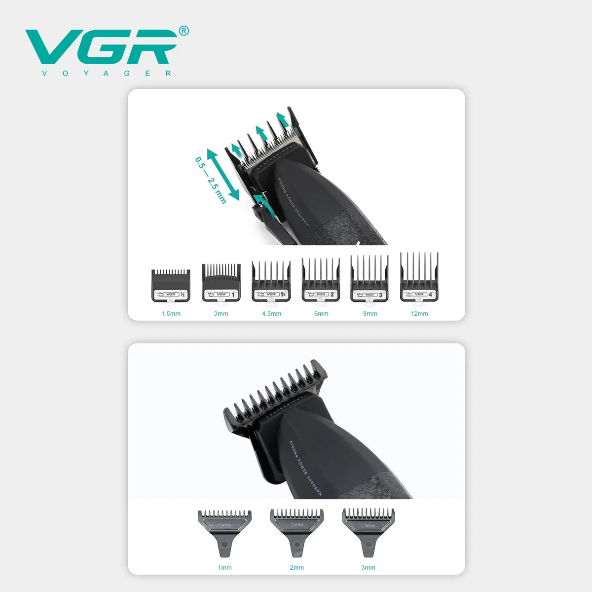 VGR V-640 Professional Hair Clipper | 9000 RPM | Cordless | Metal Body | Men's Trimmer