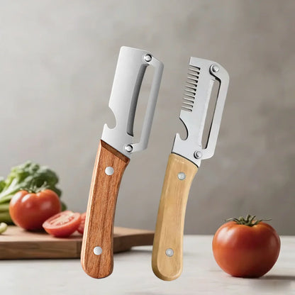 Stainless Steel Vegetable Peeler with Wooden Handle