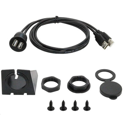 USB Panel Flush Mount Extension Cable with LED – USB 2.0/3.0, 1m/2m, for Car, Boat & Dashboard
