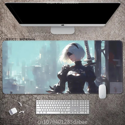 NieR Automata ARPG Leather Mouse Pad – Waterproof PU Leather, Keyboard Table Mat, E-Sports Gaming