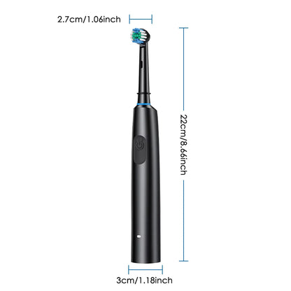 Round Rotating Electric Toothbrush – 5 Modes, 2 Timers, 4 Heads, Teeth Whitening