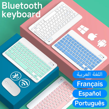 Wireless Bluetooth keyboard and mouse set by R.E.D. Shopping for iPad, tablet, Android, and Windows devices, with sleek black design.